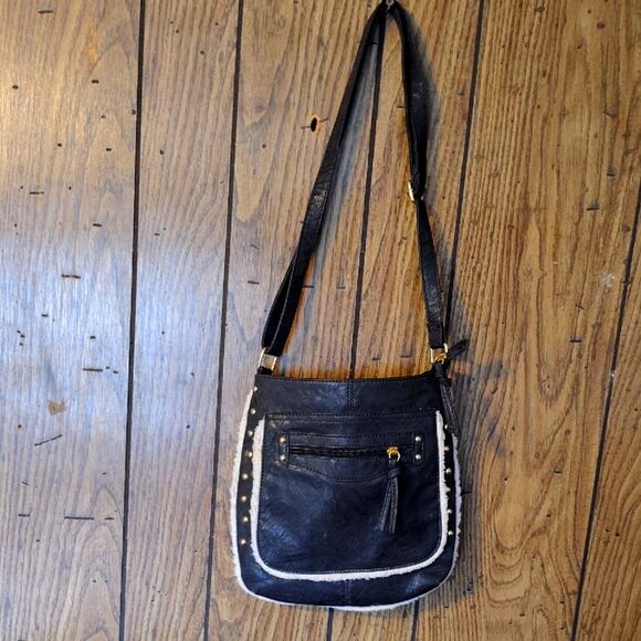Stylish Black Leather Shoulder Bag Apt 9 - Picture 1 of 6